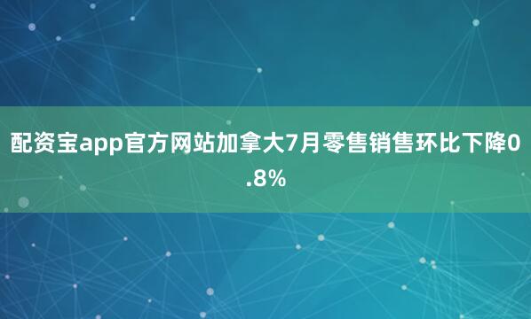 配资宝app官方网站加拿大7月零售销售环比下降0.8%